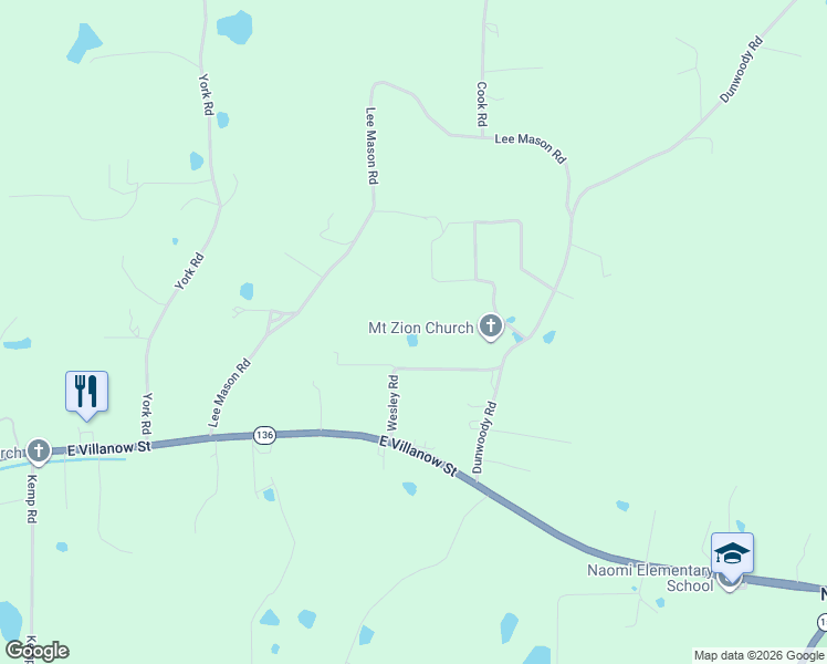 map of restaurants, bars, coffee shops, grocery stores, and more near 163 Wesley Road in LaFayette