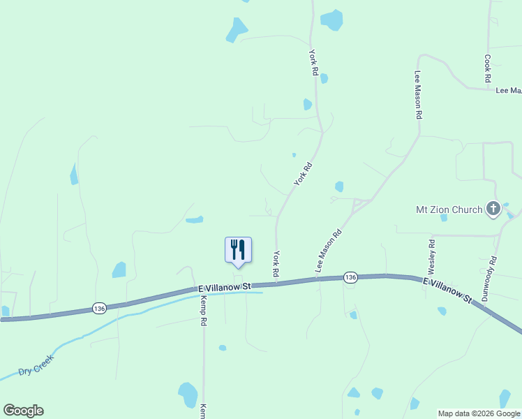 map of restaurants, bars, coffee shops, grocery stores, and more near 1426 York Road in LaFayette