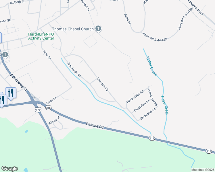 map of restaurants, bars, coffee shops, grocery stores, and more near 308 Glendale Road in Union