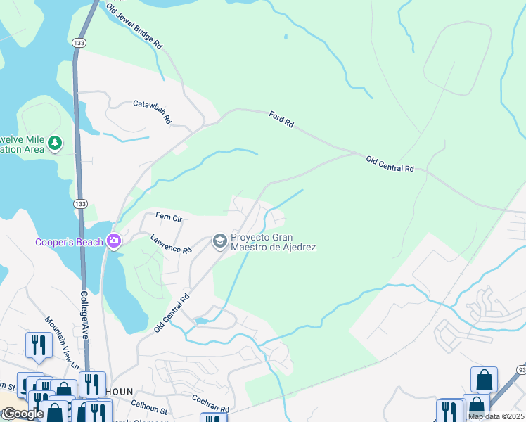 map of restaurants, bars, coffee shops, grocery stores, and more near 708 Old Central Road in Central