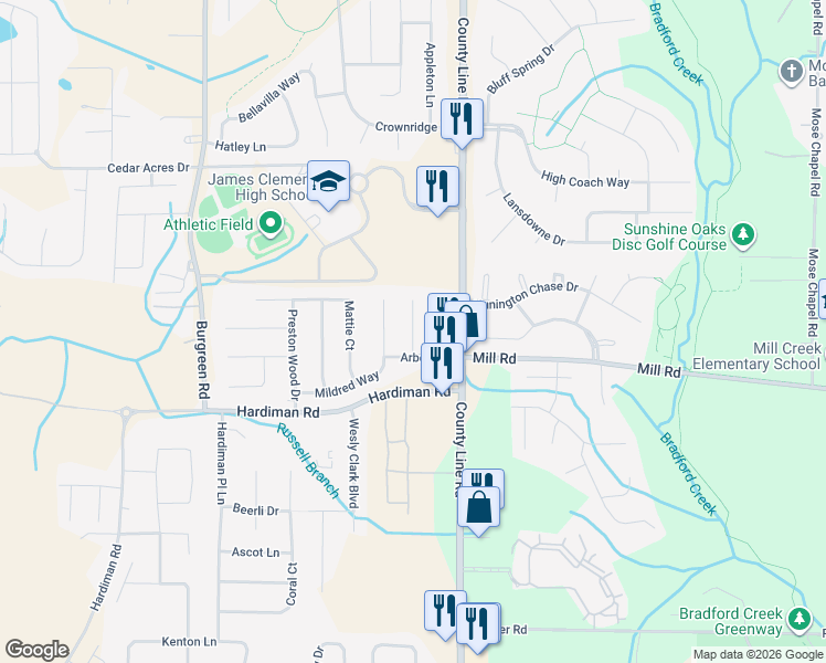 map of restaurants, bars, coffee shops, grocery stores, and more near 106 Whitworth Court in Madison