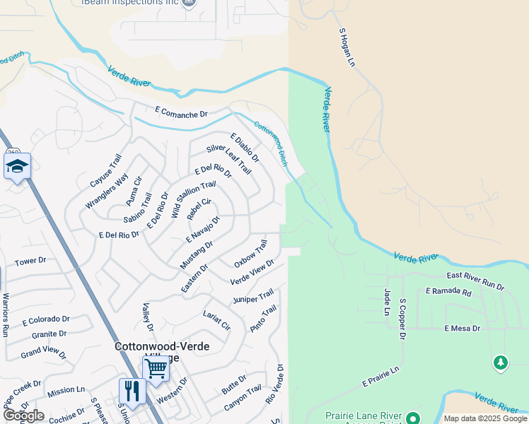 map of restaurants, bars, coffee shops, grocery stores, and more near 4603 Hacienda Drive in Cottonwood
