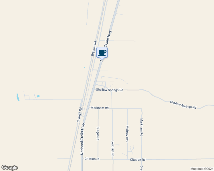 map of restaurants, bars, coffee shops, grocery stores, and more near 24809 National Trails Highway in Oro Grande