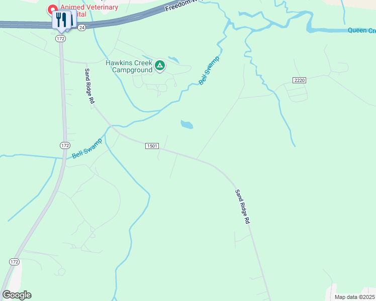 map of restaurants, bars, coffee shops, grocery stores, and more near 253 Sandridge Road in Hubert