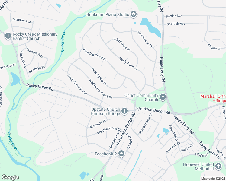 map of restaurants, bars, coffee shops, grocery stores, and more near 104 Deer Spring Lane in Simpsonville