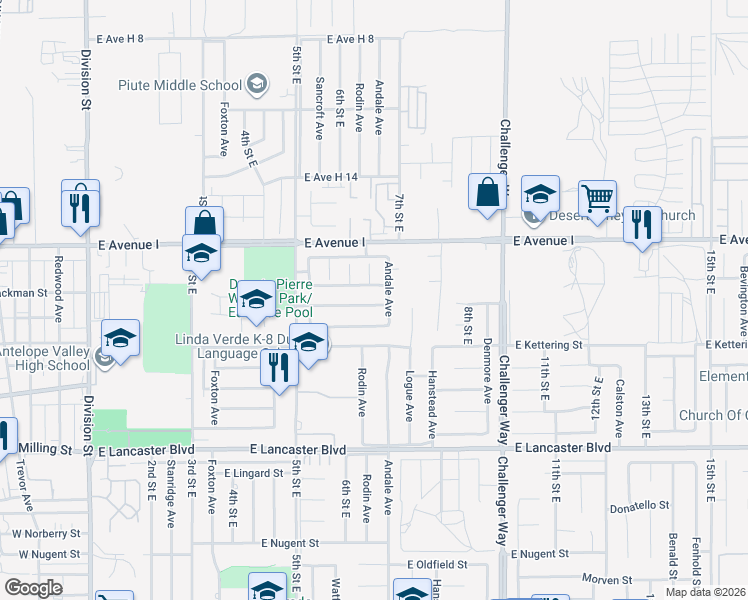map of restaurants, bars, coffee shops, grocery stores, and more near 639 East Jackman Street in Lancaster
