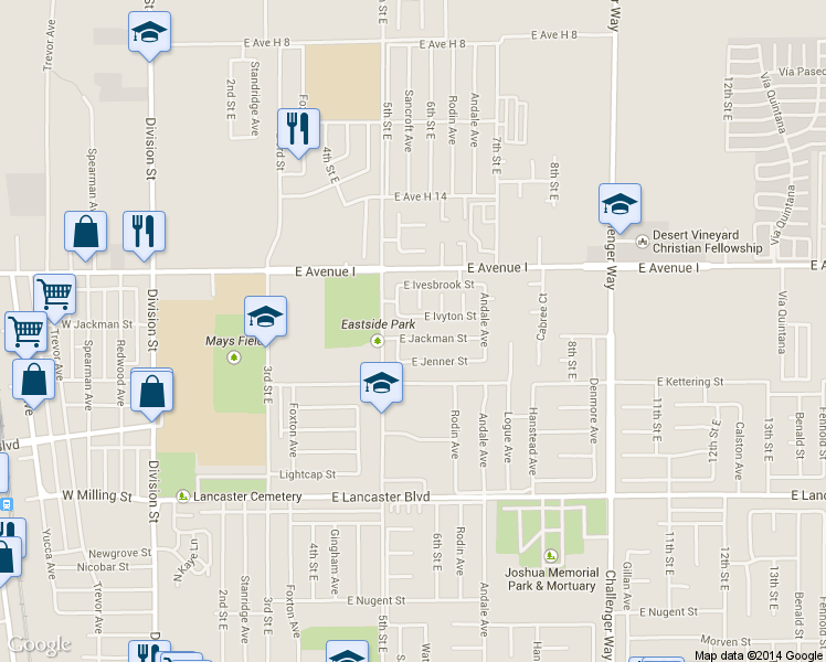 map of restaurants, bars, coffee shops, grocery stores, and more near 533 East Jackman Street in Lancaster
