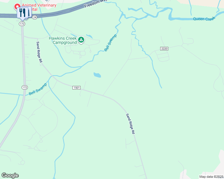 map of restaurants, bars, coffee shops, grocery stores, and more near 112 Van Riggs Road in Hubert