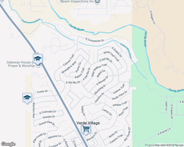 map of restaurants, bars, coffee shops, grocery stores, and more near 4216 Wild Stallion Trail in Cottonwood