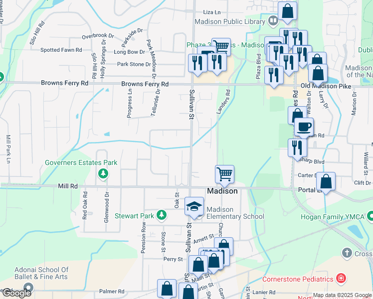 map of restaurants, bars, coffee shops, grocery stores, and more near 150 Michli Road in Madison