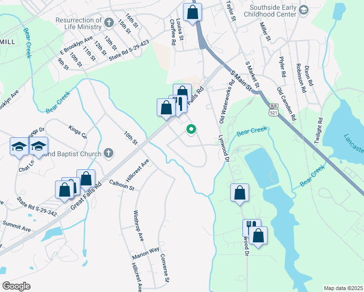 map of restaurants, bars, coffee shops, grocery stores, and more near 1354 Lymon Reece Road in Lancaster