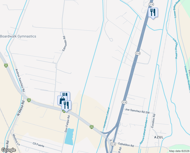 map of restaurants, bars, coffee shops, grocery stores, and more near 98 Loma Del Rio in Belen