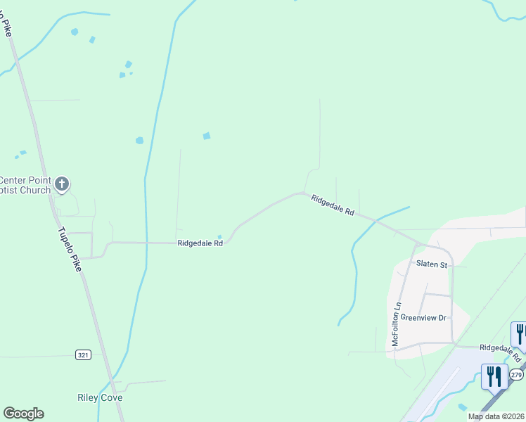 map of restaurants, bars, coffee shops, grocery stores, and more near 1300 Ridgedale Road in Scottsboro