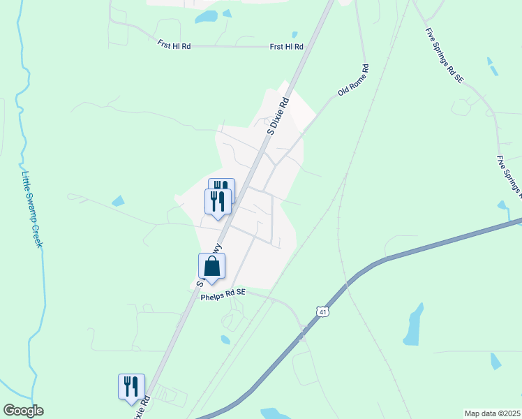 map of restaurants, bars, coffee shops, grocery stores, and more near 108 Sagebrush Way in Dalton