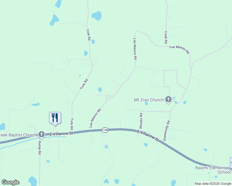 map of restaurants, bars, coffee shops, grocery stores, and more near 455 Lee Mason Road in LaFayette