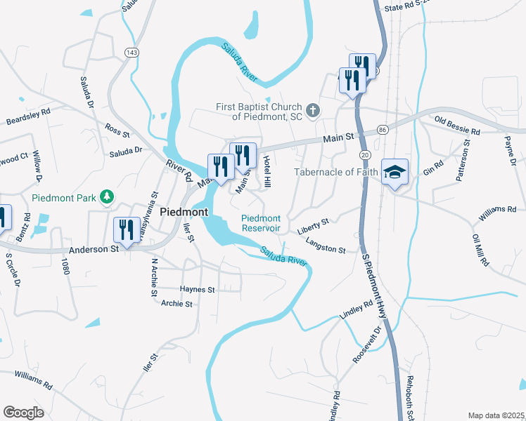 map of restaurants, bars, coffee shops, grocery stores, and more near 9 Ridge Row Street in Piedmont