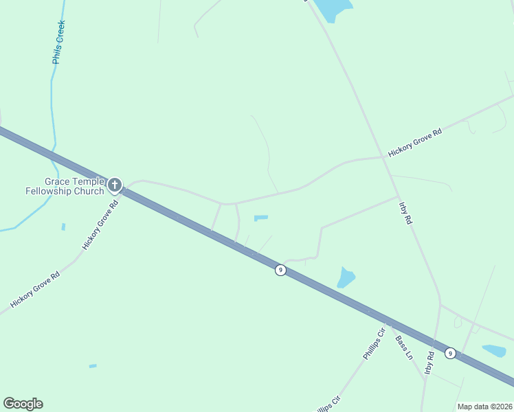 map of restaurants, bars, coffee shops, grocery stores, and more near 2616 Hickory Grove Road in Wallace