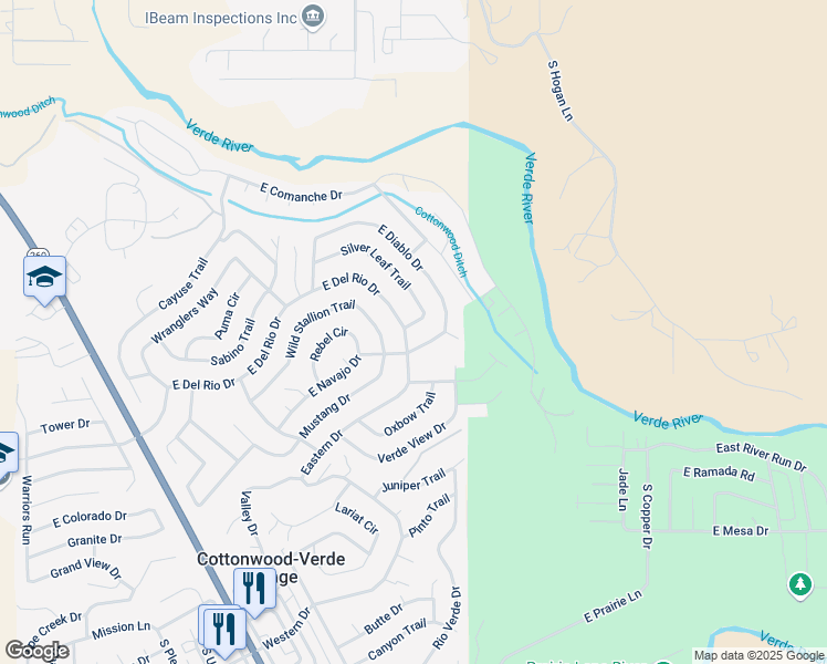 map of restaurants, bars, coffee shops, grocery stores, and more near 4603 Hacienda Drive in Cottonwood