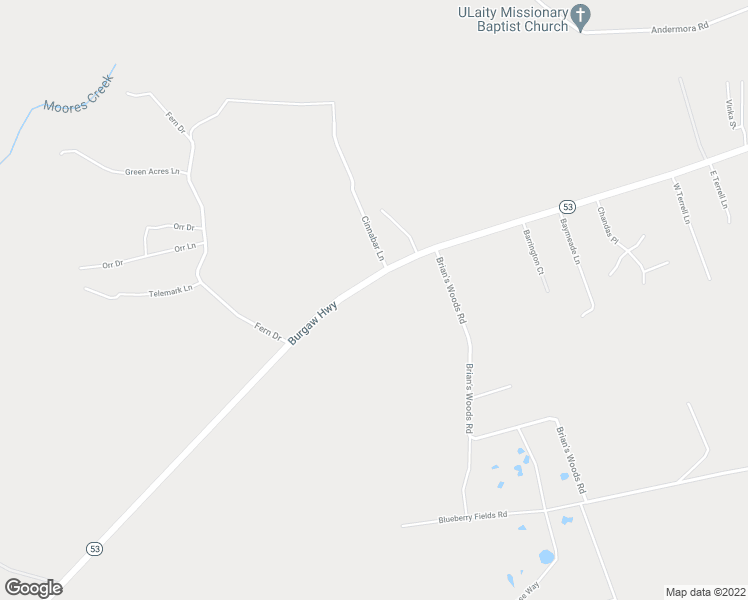 map of restaurants, bars, coffee shops, grocery stores, and more near 6033 Burgaw Highway in Maple Hill