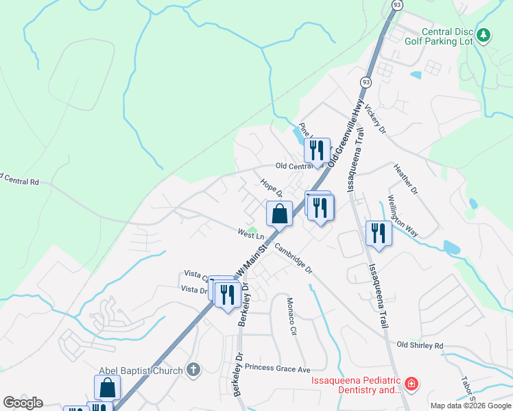 map of restaurants, bars, coffee shops, grocery stores, and more near 500 Mount Tabor Circle in Central