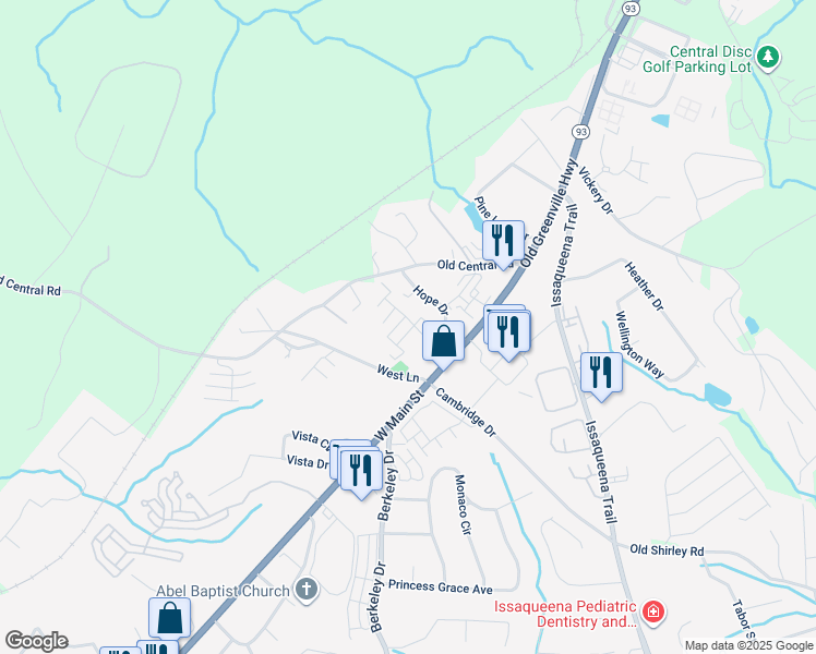 map of restaurants, bars, coffee shops, grocery stores, and more near 833 Old Greenville Highway in Clemson