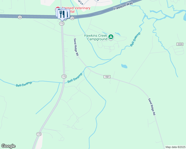 map of restaurants, bars, coffee shops, grocery stores, and more near 186 Sandridge Road in Hubert