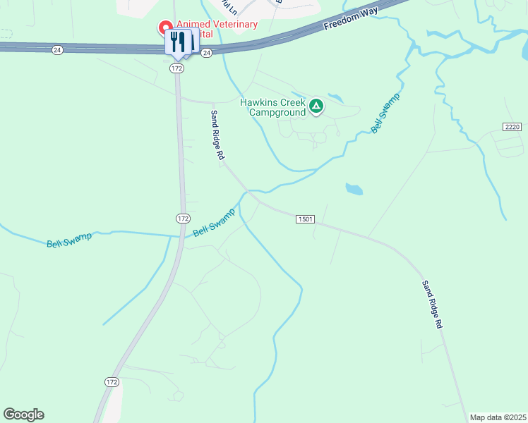 map of restaurants, bars, coffee shops, grocery stores, and more near 186 Sandridge Road in Hubert