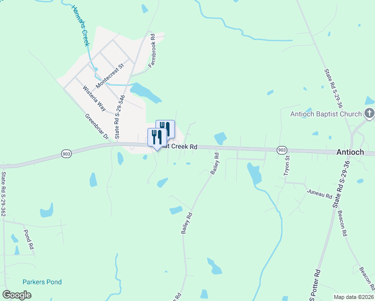 map of restaurants, bars, coffee shops, grocery stores, and more near 2742 Flat Creek Road in Lancaster