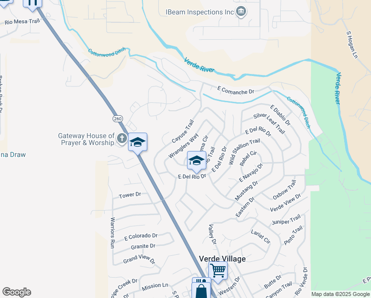 map of restaurants, bars, coffee shops, grocery stores, and more near 2031 Wranglers Way in Cottonwood