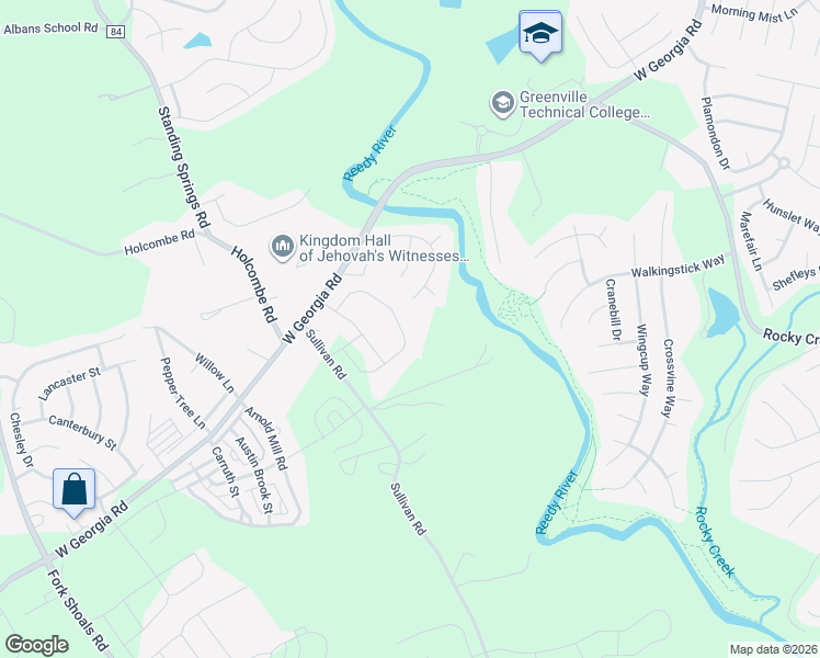 map of restaurants, bars, coffee shops, grocery stores, and more near 1915 West Georgia Road in Simpsonville
