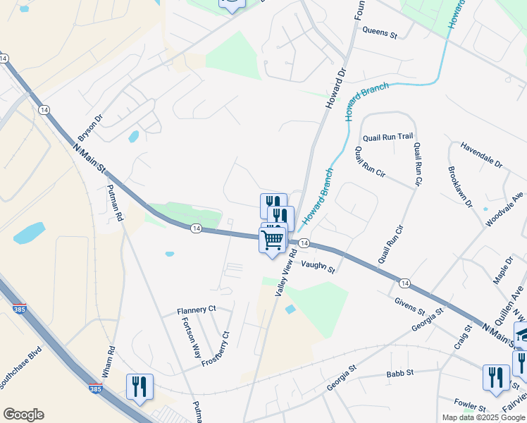 map of restaurants, bars, coffee shops, grocery stores, and more near 1124 North Main Street in Fountain Inn