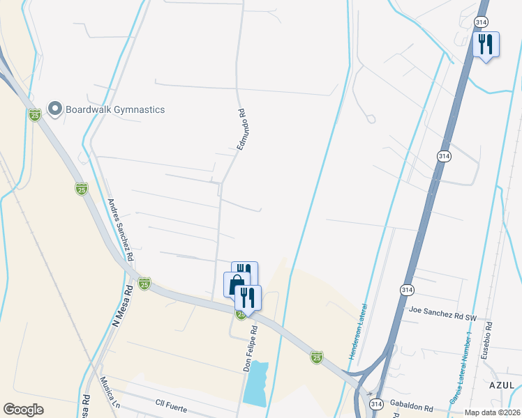 map of restaurants, bars, coffee shops, grocery stores, and more near 30 Edmundo Road in Belen