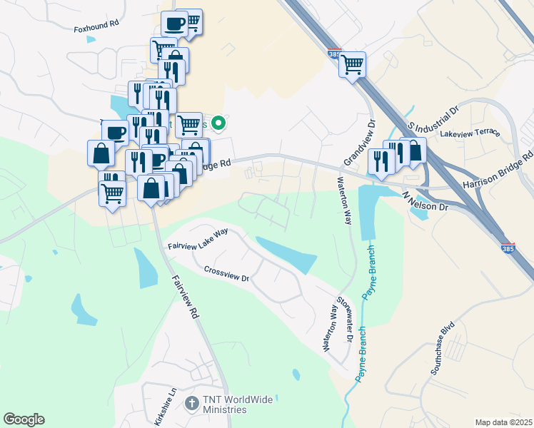 map of restaurants, bars, coffee shops, grocery stores, and more near 803 Jasmine Cove Circle in Simpsonville