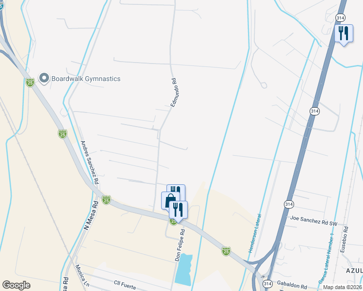 map of restaurants, bars, coffee shops, grocery stores, and more near 30 Edmundo Road in Belen