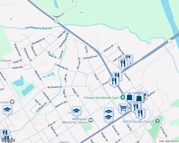 map of restaurants, bars, coffee shops, grocery stores, and more near 100 Boundry Street in Cheraw