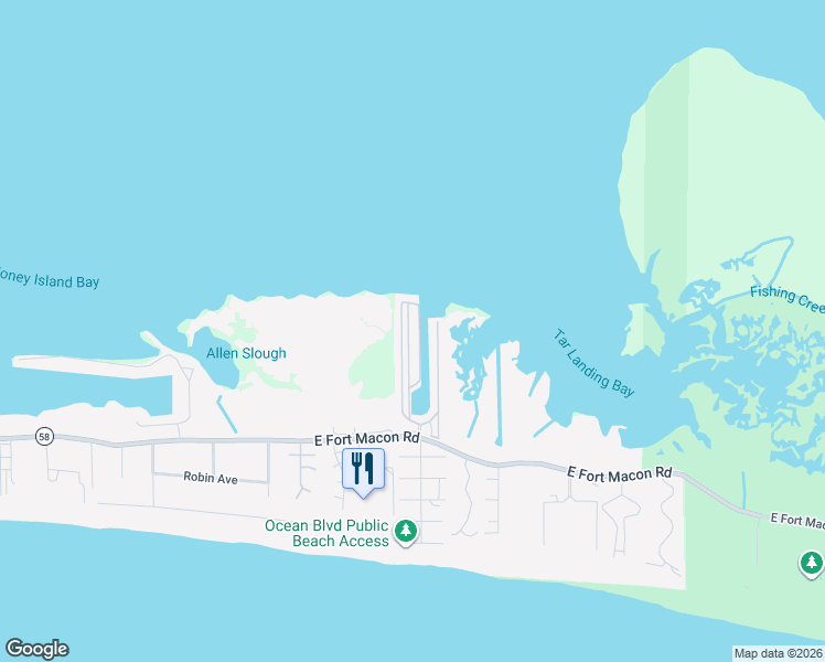 map of restaurants, bars, coffee shops, grocery stores, and more near Triple S Marina in Atlantic Beach