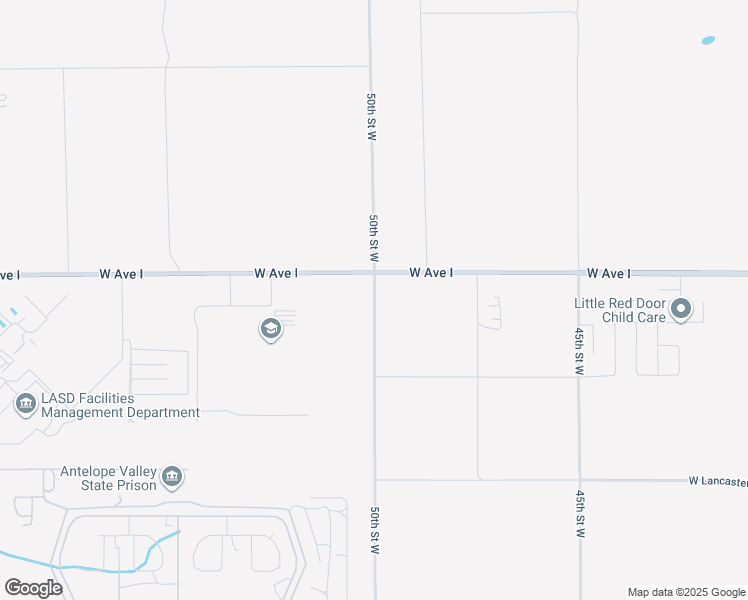 map of restaurants, bars, coffee shops, grocery stores, and more near 50th Street West in Lancaster