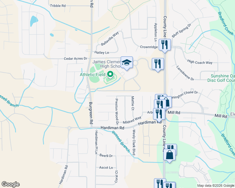 map of restaurants, bars, coffee shops, grocery stores, and more near 132 Mattie Court in Madison
