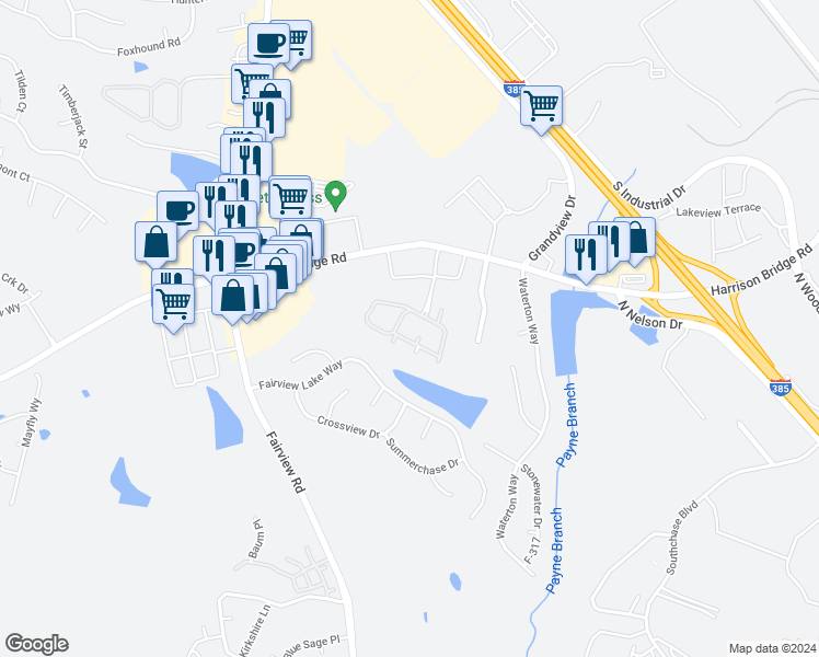map of restaurants, bars, coffee shops, grocery stores, and more near 803 Jasmine Cove Circle in Simpsonville