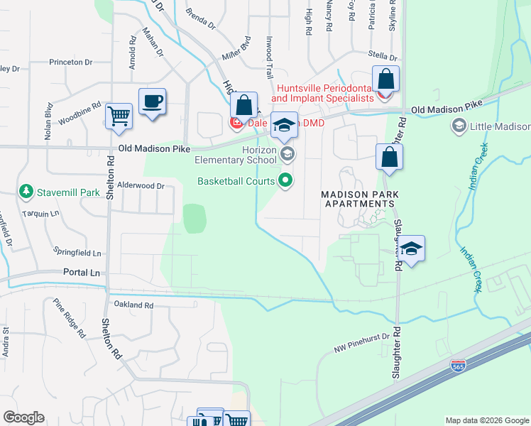map of restaurants, bars, coffee shops, grocery stores, and more near 120 Horizon View Court in Madison
