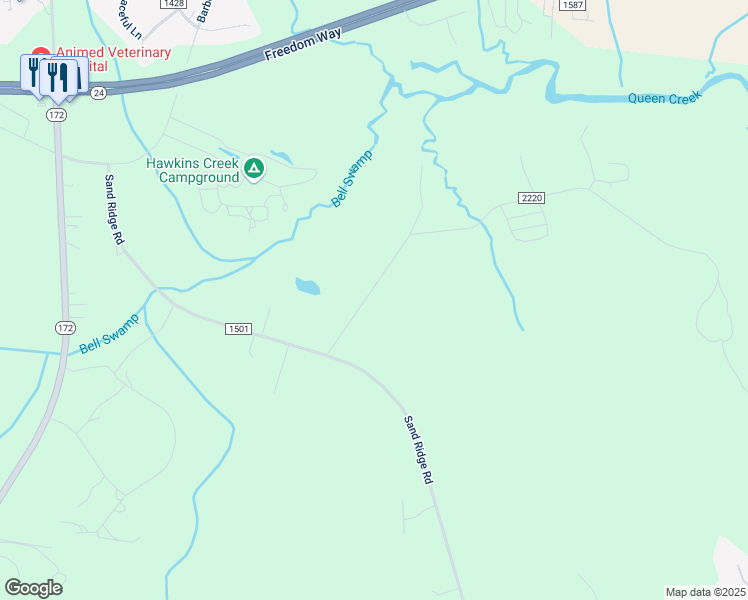 map of restaurants, bars, coffee shops, grocery stores, and more near 132 Van Riggs Road in Hubert