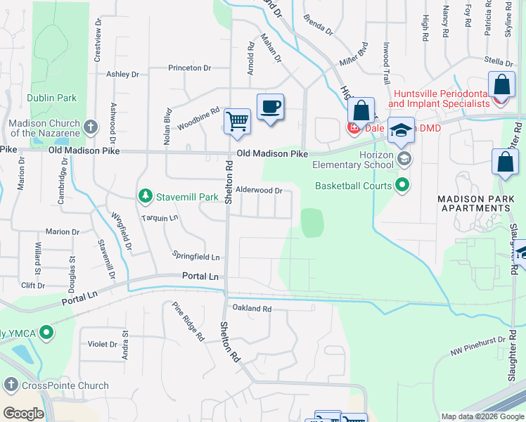 map of restaurants, bars, coffee shops, grocery stores, and more near 108 Acacia Trail Drive in Madison