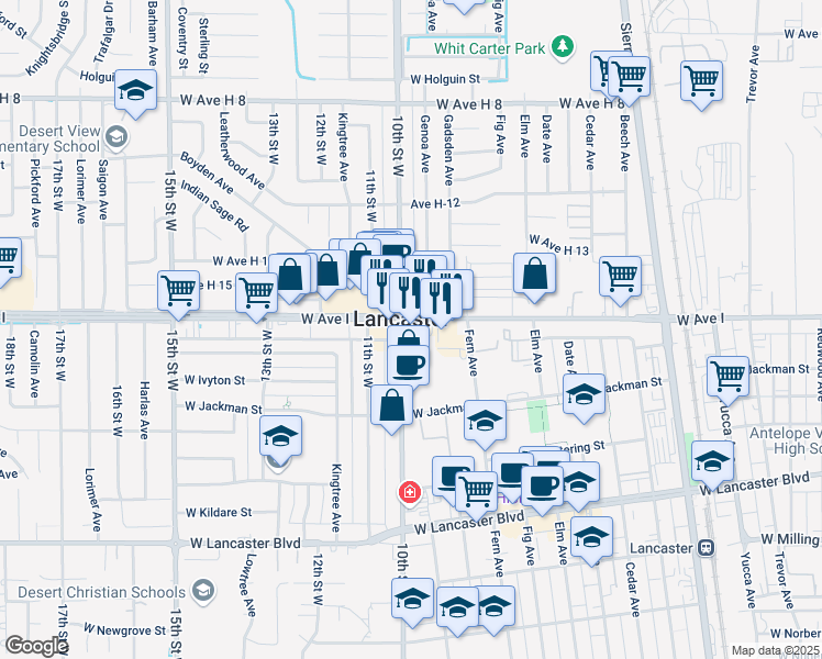map of restaurants, bars, coffee shops, grocery stores, and more near in Lancaster
