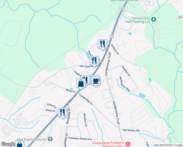 map of restaurants, bars, coffee shops, grocery stores, and more near 1936 West Main Street in Central