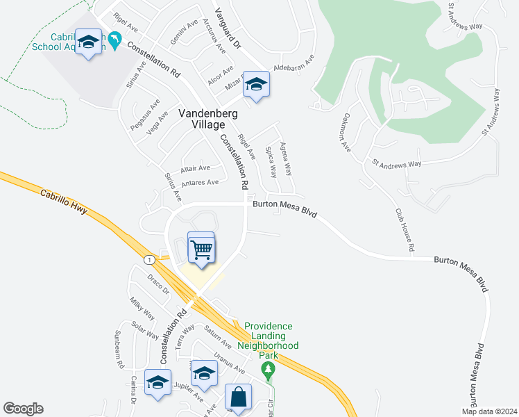map of restaurants, bars, coffee shops, grocery stores, and more near 178 Burton Mesa Boulevard in Lompoc