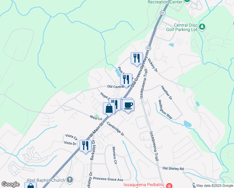 map of restaurants, bars, coffee shops, grocery stores, and more near 1980 West Main Street in Central
