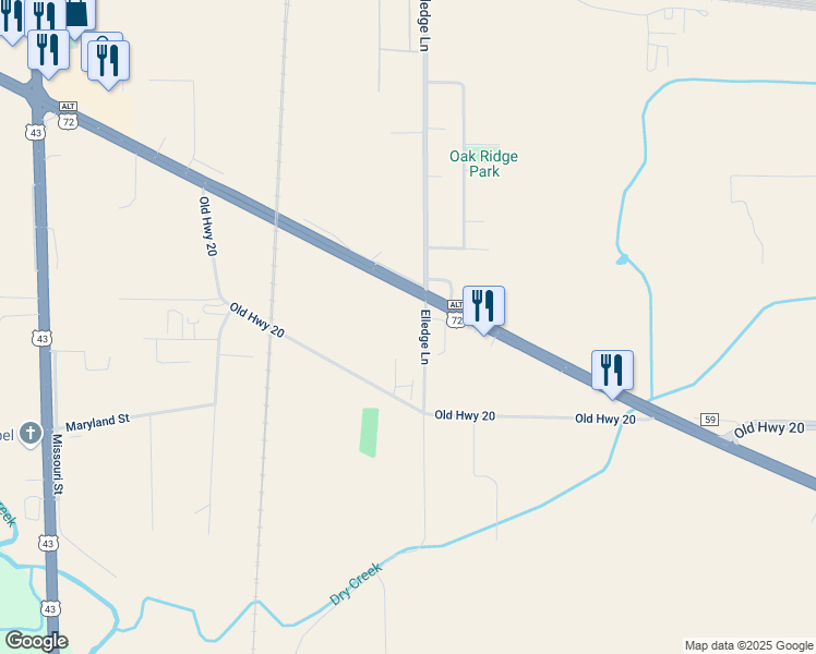 map of restaurants, bars, coffee shops, grocery stores, and more near 5040 Elledge Lane in Tuscumbia