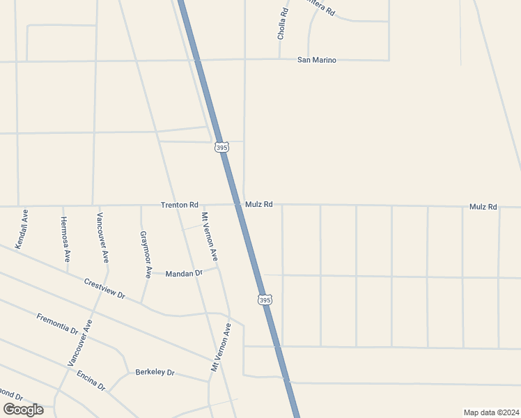 map of restaurants, bars, coffee shops, grocery stores, and more near Mulz Road in San Bernardino County