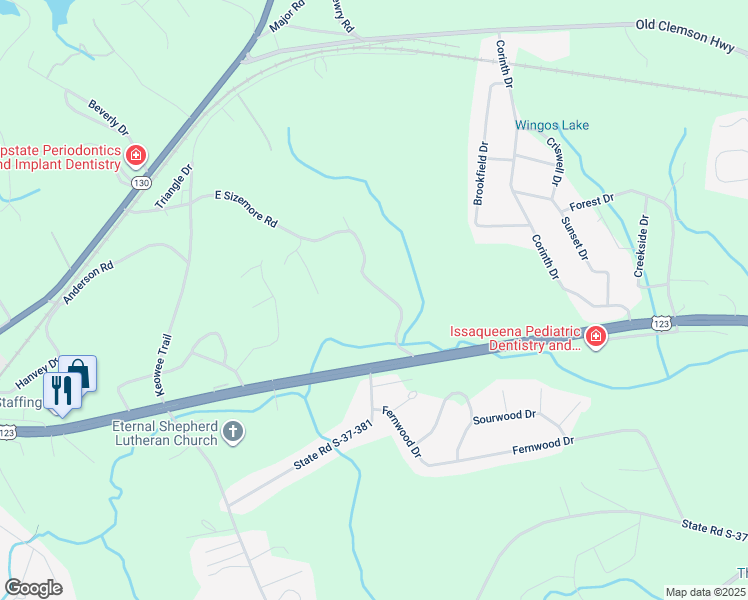 map of restaurants, bars, coffee shops, grocery stores, and more near 11075 Watson Drive in Seneca