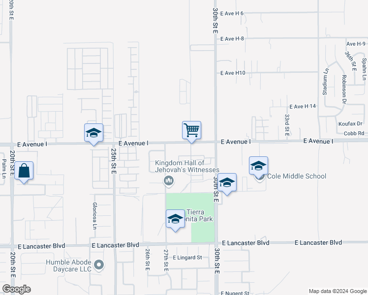 map of restaurants, bars, coffee shops, grocery stores, and more near in Hi Vista